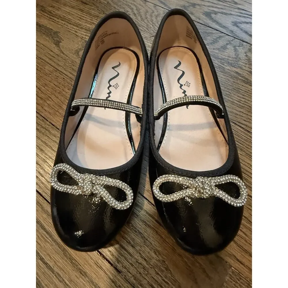 Nina Kendalla Ballet Flat Black Patent Leather Girls Sz 2 $50